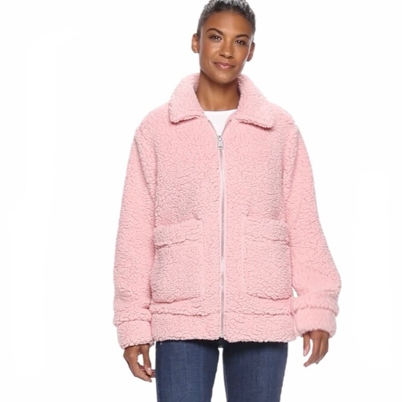 Levi's Women’s Oversized Sherpa Bomber Jacket Pink Small - Picture 3 of 9
